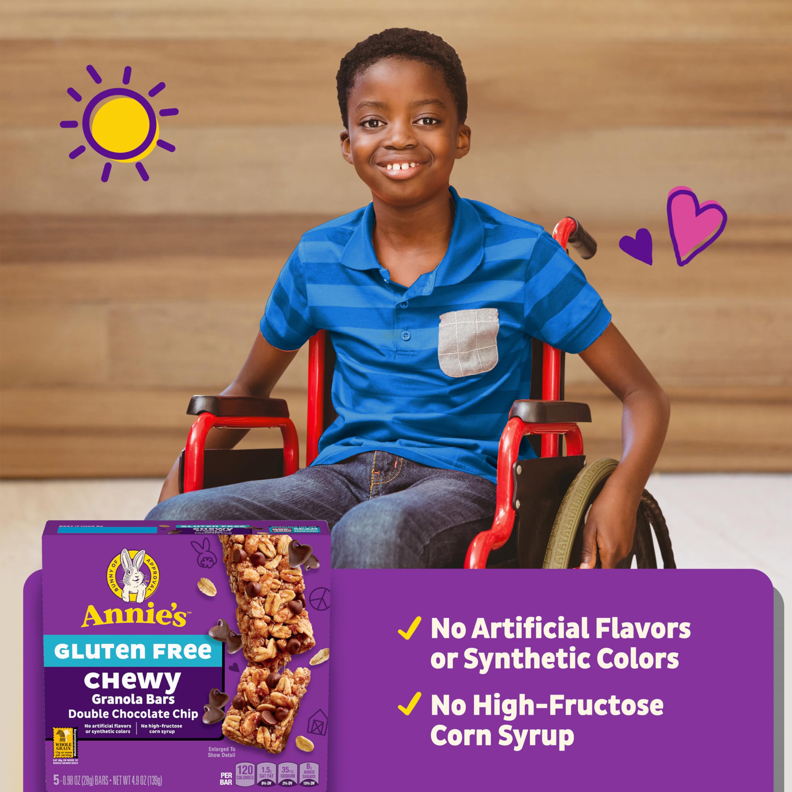 Annie's Gluten Free Chewy Granola Bars, Double Chocolate Chip, 5 Bars, 4.9 oz (Pack of 12) - Image 6