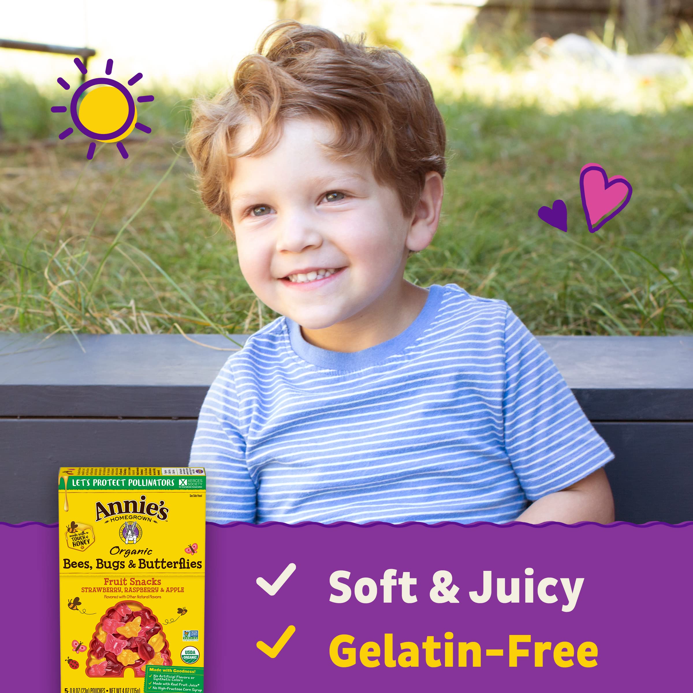 Annie's Homegrown Homegrown Bees Bugs, & Butterflies Fruit Snacks, 4 oz - Image 4