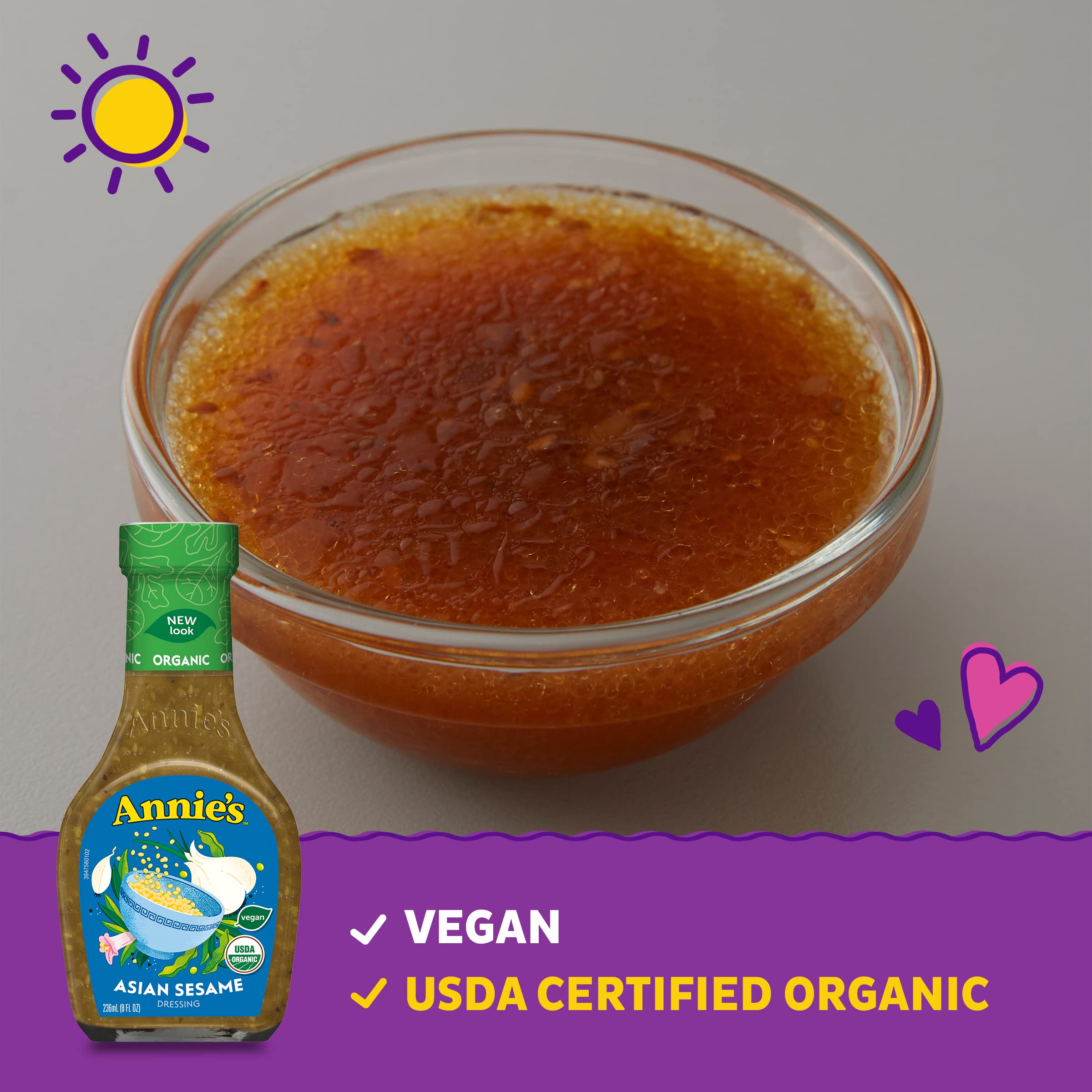 Annie's Organic Asian Sesame Salad Dressing, Non-GMO, 8 fl oz - Image 4