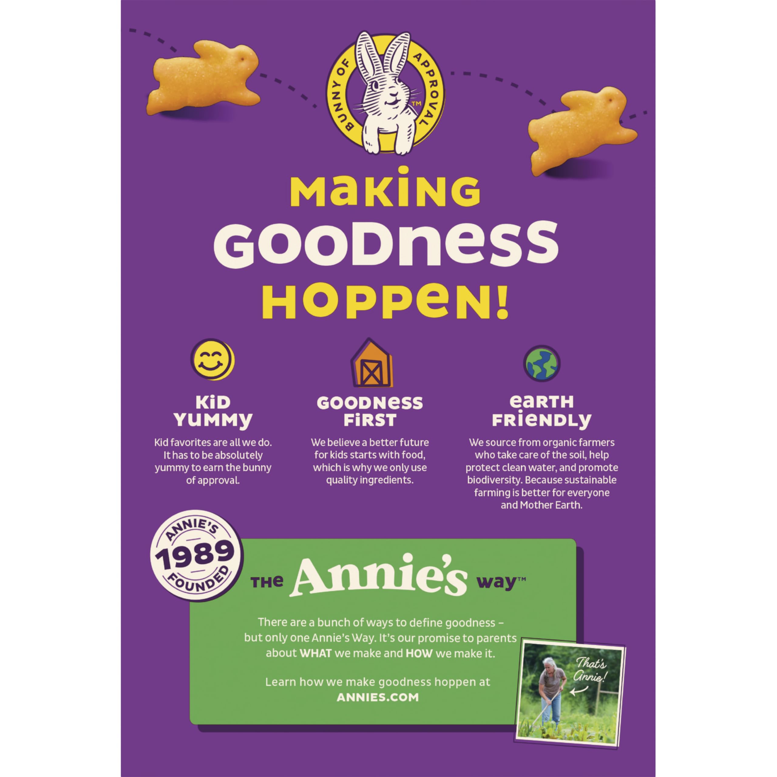 Annie's Organic Cheddar Bunnies Baked Snack Crackers, Original, 7.5 oz - Image 3