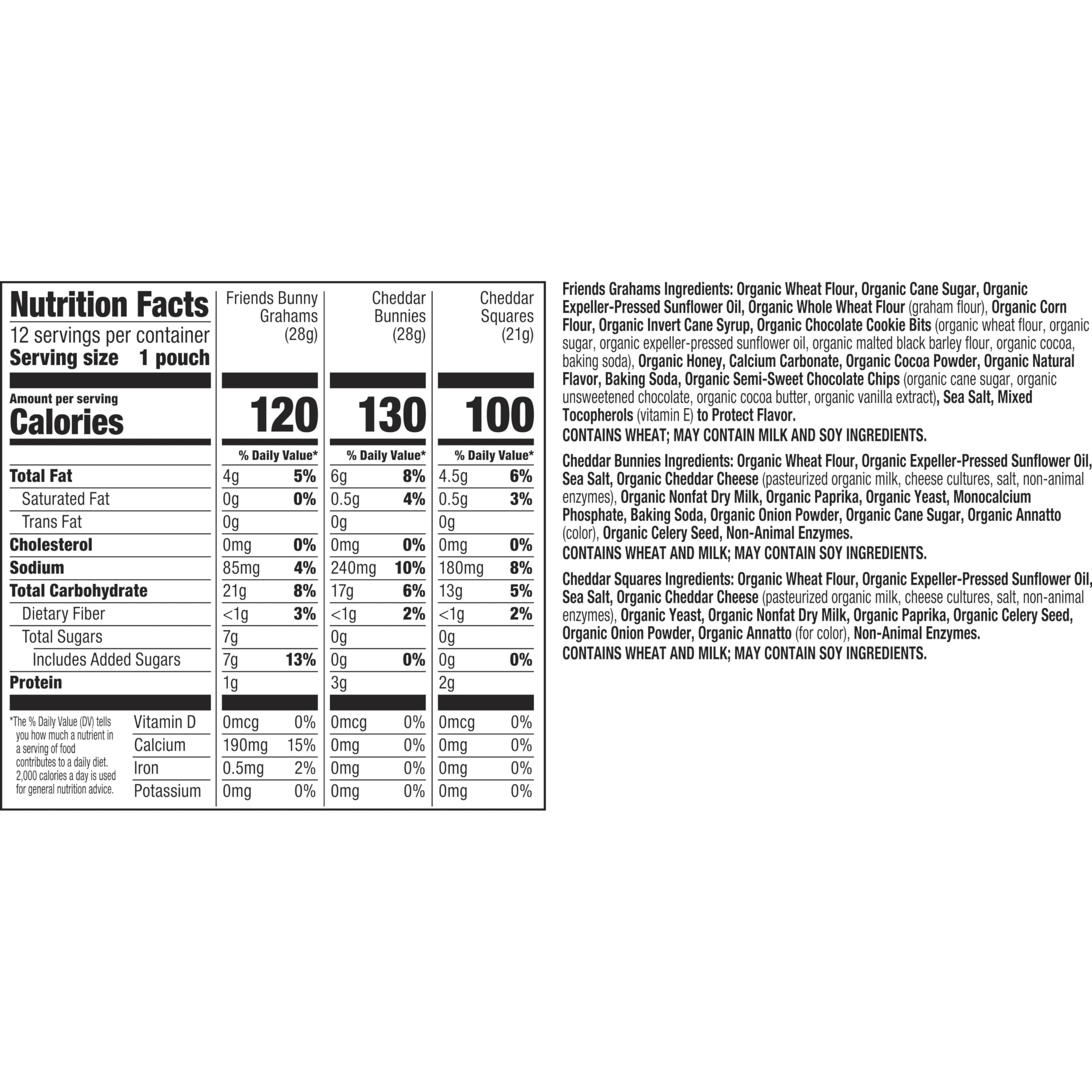 Annie's Organic Variety Pack, Cheddar Bunnies, Bunny Grahams and Cheddar Squares, 12 Pouches, 11 oz - Image 7