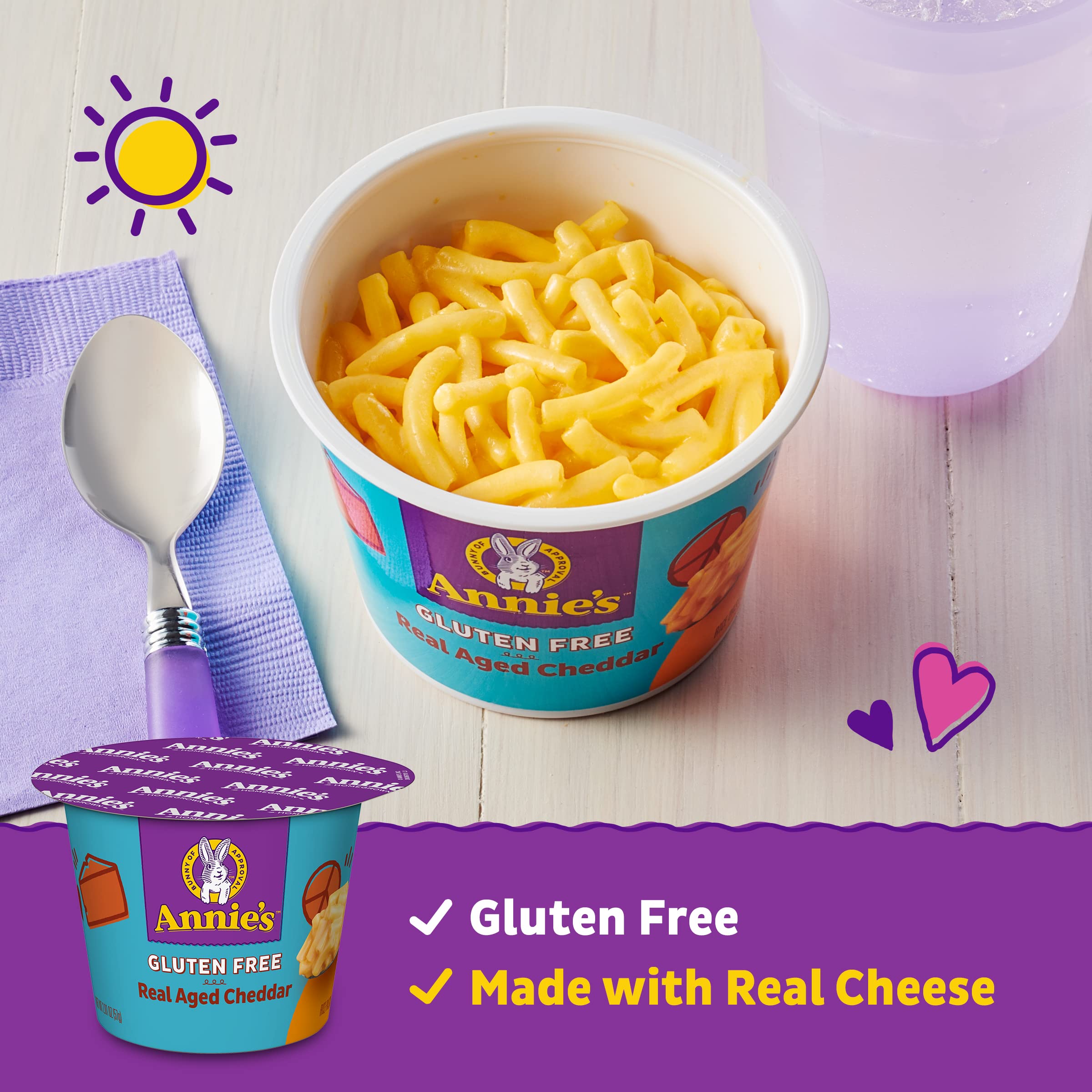 Annie's Real Aged Cheddar Microwave Mac & Cheese with Gluten Free Pasta, 2.01 OZ Cup (Pack of 12) - Image 3